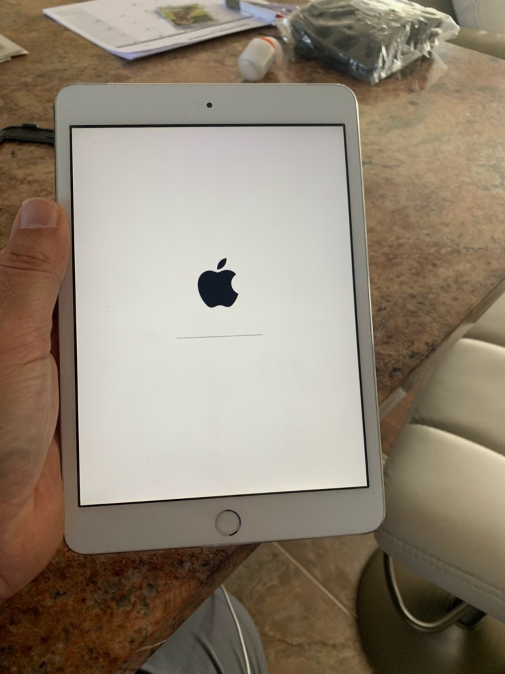 Apple iPad Mini 4 Tablet with GPS - White Front, Silver Back with case